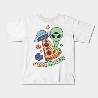 PIZZALIEN! Alien Themed Pizza Illustration Poster Kids T-Shirt